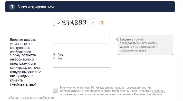 Ввод каптчи