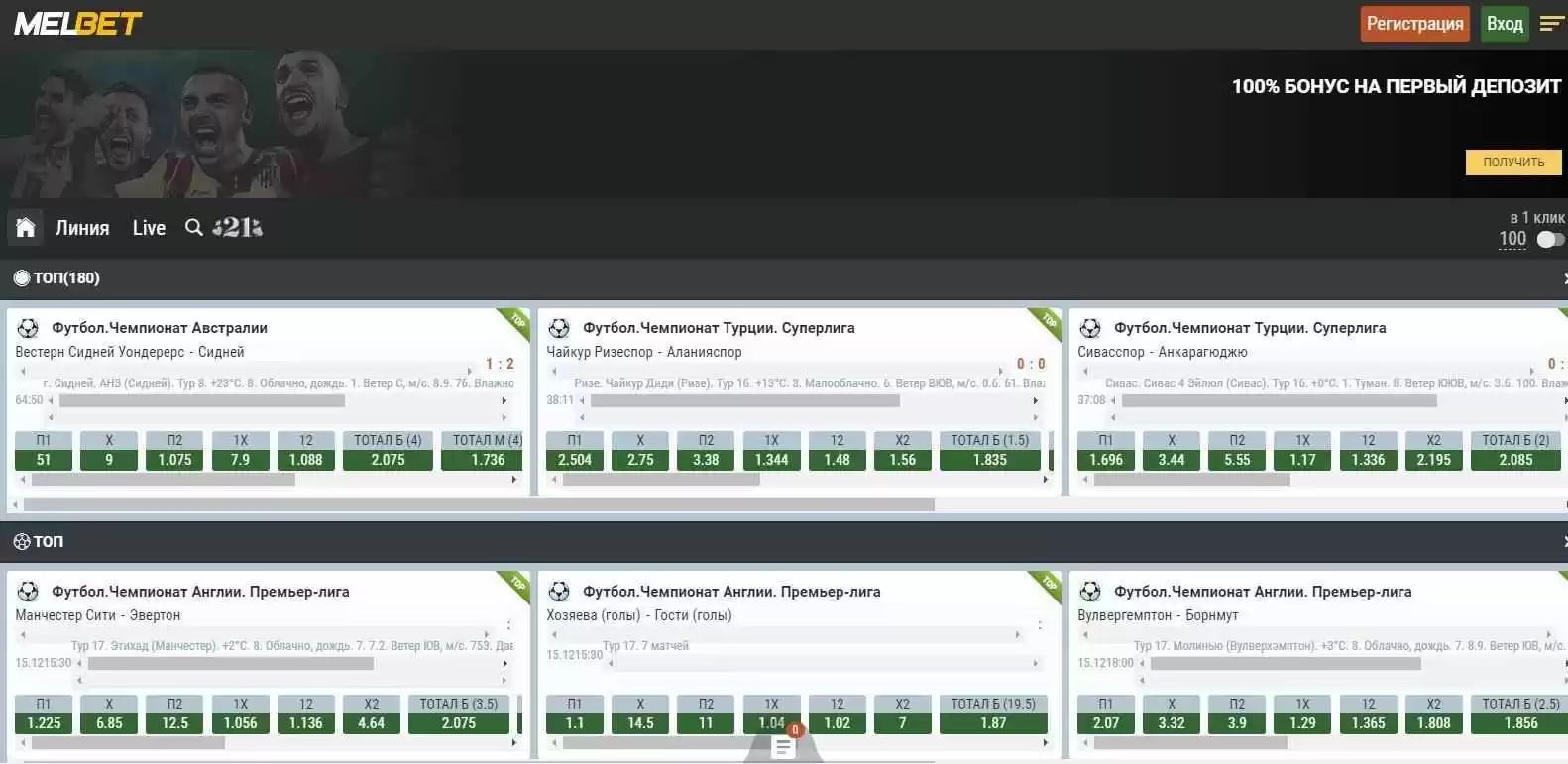 Мобильная версия Мелбет 