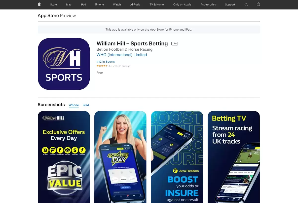 William Hill на iOS