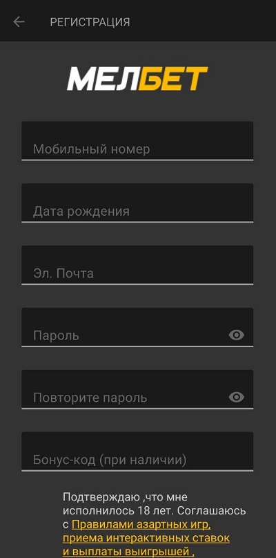 Регистрационные поля