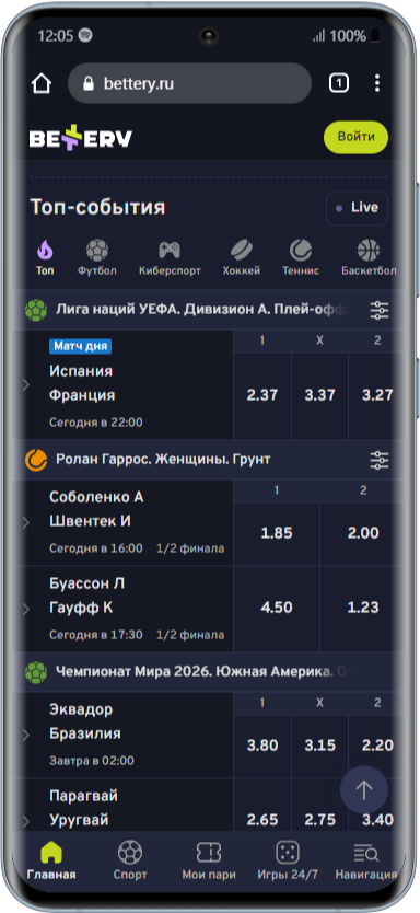 интерфейс приложения Беттери