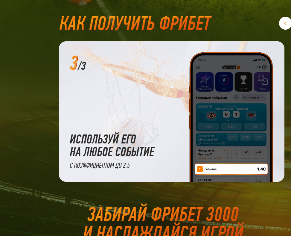 винлайн фрибет каждый день