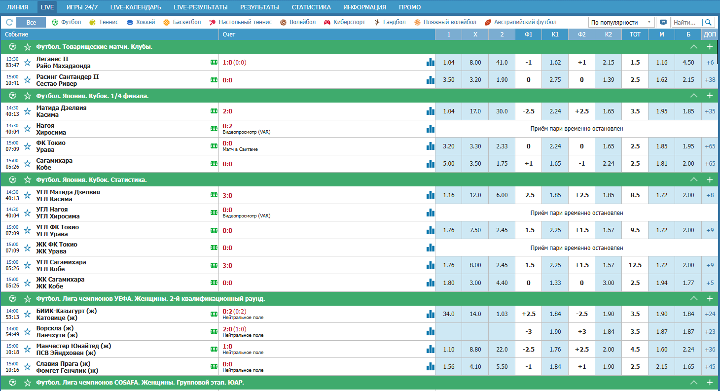 live трансляции betcity
