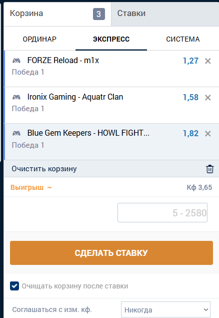 зенит киберспорт линия
