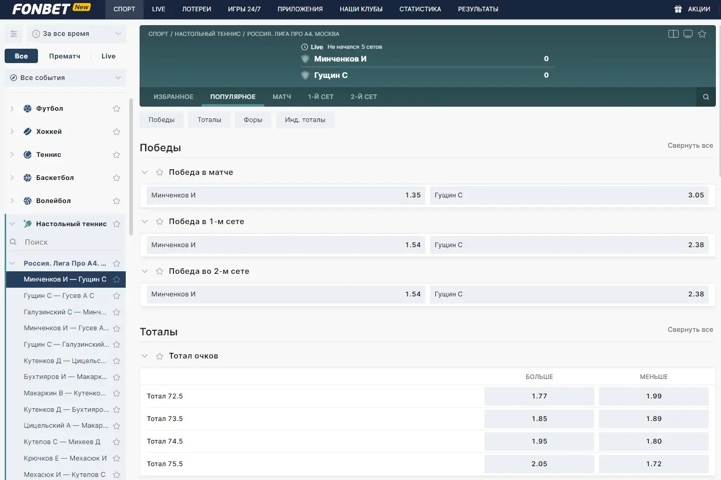 онлайн ставки на настольный теннис в фонбет