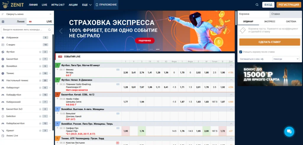 отыгрыш фрибет зенит 15000
