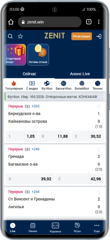 zenit win - интерфейс приложения