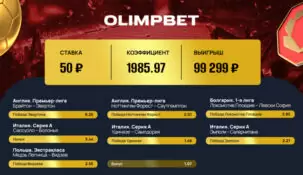 Беттор из Olimpbet поднял 100 000 рублей со ставки в 50 «деревянных»